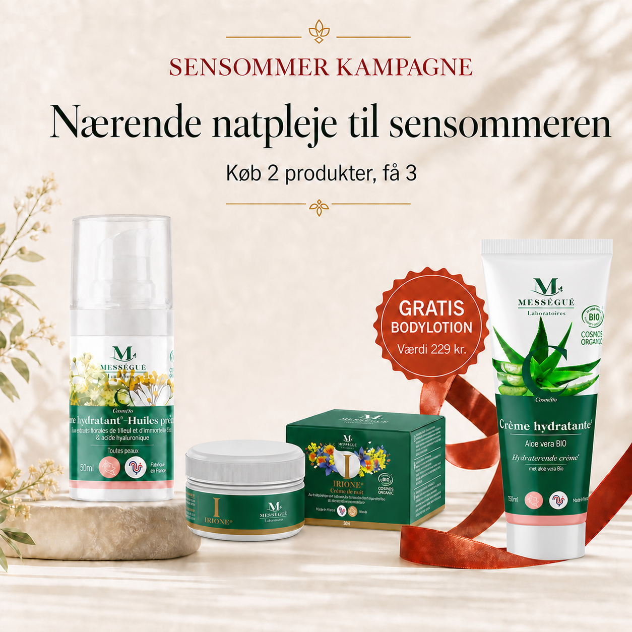 Sensommer kampagne – Fugtgivende maske + Irione natcreme