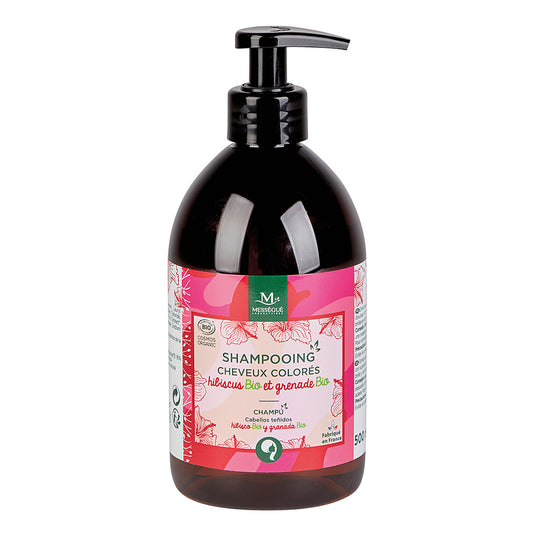 Maurice Mességué økologisk hårshampoo med hibiscus og granatæble til farvet hår 500 ml.